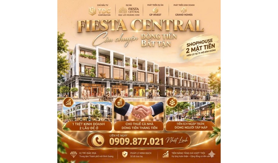 Nhà Phố Đại Lộ Lê Lợi Tp. Mới Bình Dương 2 Mặt Tiền - Gần 300m2 Sàn - Trả Trước  1.380 Tỉ Nhận Nhà