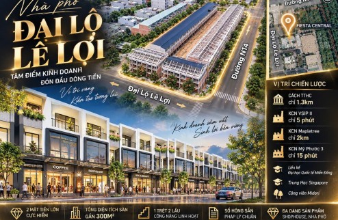 Nhà Phố Thương Mại  Bình Dương - Gần KCN Vissip 2 - Khai Thác Thuê Giá Trị Cao - Vốn Đầu Tư Chỉ Từ 1.380 Tỉ