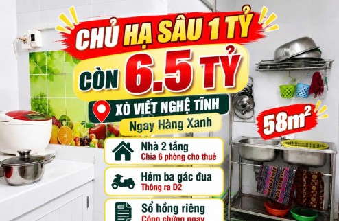 Chủ ngợp hạ sâu,  nhà 2 tầng 58m2 ,XVNT Bình Thạnh hẻm thông D2- 4 tỷ 9