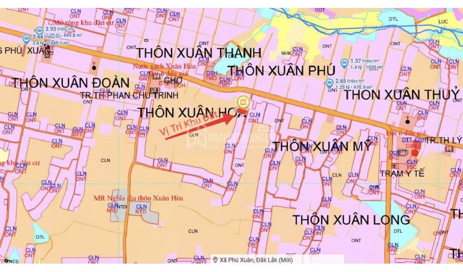 Bán lô đất thổ vườn làm nhà vườn nghĩ dưỡng xã Xuân Phú giá 2,04 Tỷ