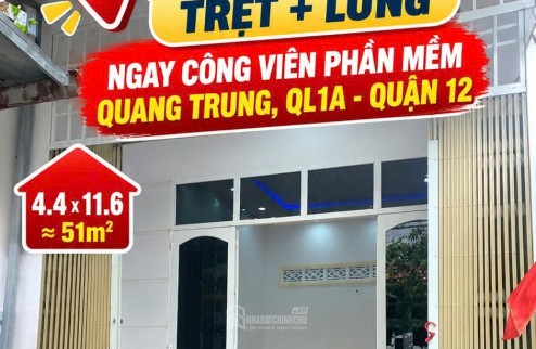 Bán nhà trệt lửng sát CVPM Quang Trung Q12 51m2 hẻm 5m chỉ 3.25tỷ