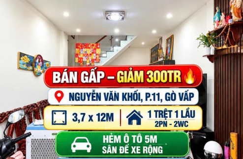 Bán nhà hẻm xe hơi thông Nguyễn Văn Khối Gò Vấp 45m2 chỉ  3.3 tỷ