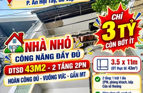 Bán nhà 2 tầng hẻm 255 Phạm Văn Chiêu, Gò Vấp -43m2 chỉ 3ty bớt lộc